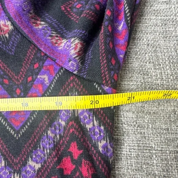 Perseption Women L Black Purple Shirt Zigzag Print Beaded Rhinestones Career - Picture 5 of 6